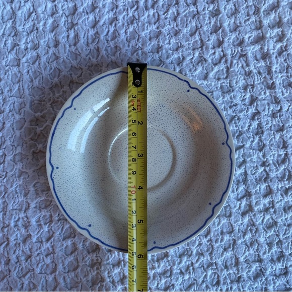 Vintage stoneware tea set tea cups & saucers white geese with bows speckled - Picture 14 of 16